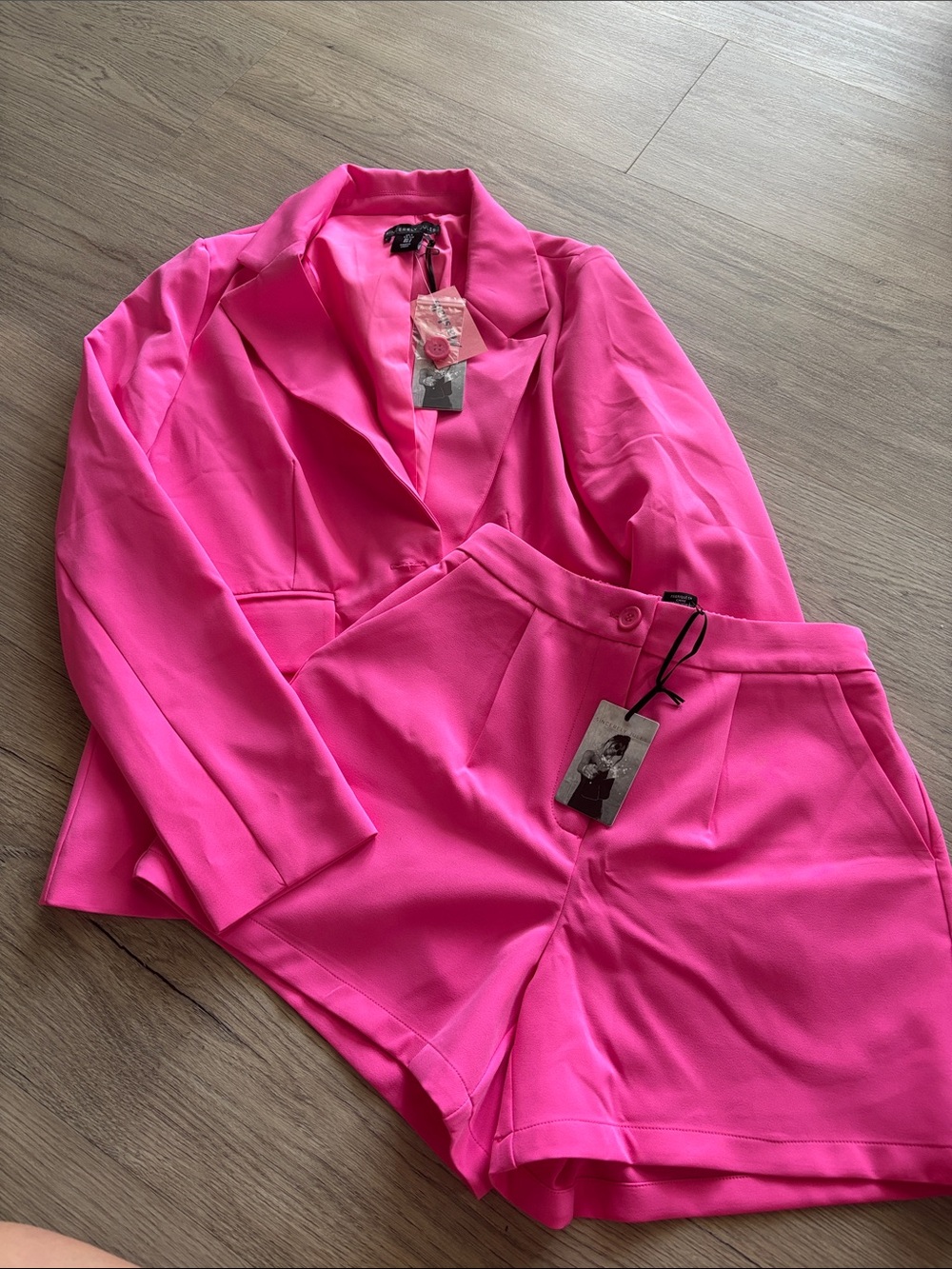 Sincerly Jules Vibrant Pink Blazer and Shorts Set